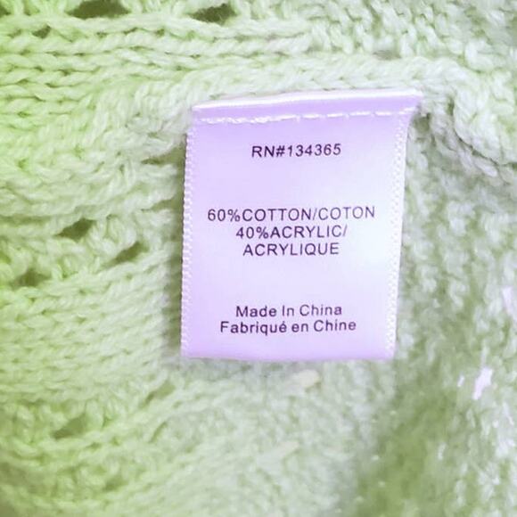 New Andrea Jovine Open Crochet Knit Tunic Sweater Mint Green Whimsy Fairy M NWT - Picture 5 of 6